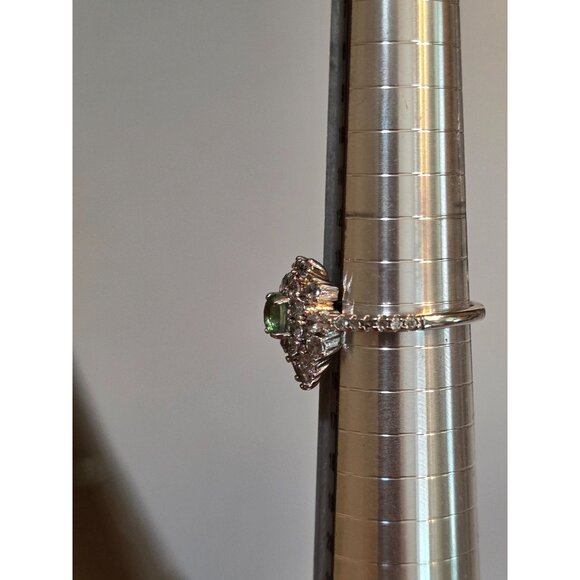 925 Sterling Silver Green Moissanite Halo Ring 6.5 By Bomb Party - Picture 5 of 10